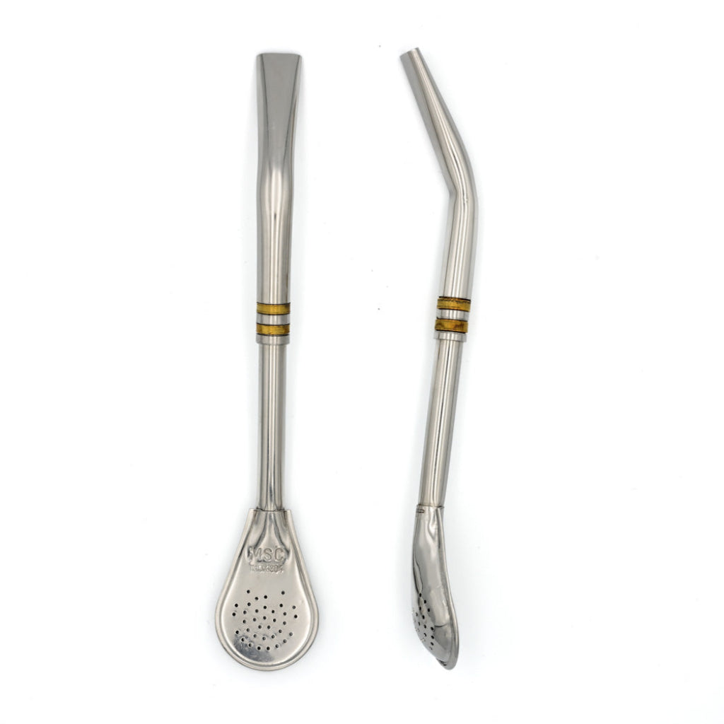 Bombilla en acier inoxydable – Pico de Loro avec double anneaux en bronze